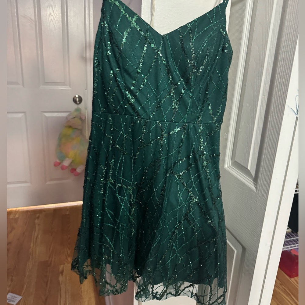 City Studio Dark Green and Glitter Dress